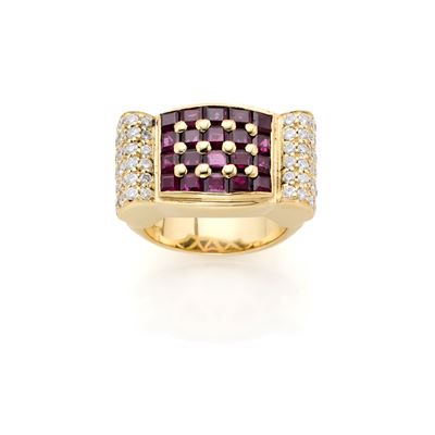 Anello in Oro con Diamanti e Rubini