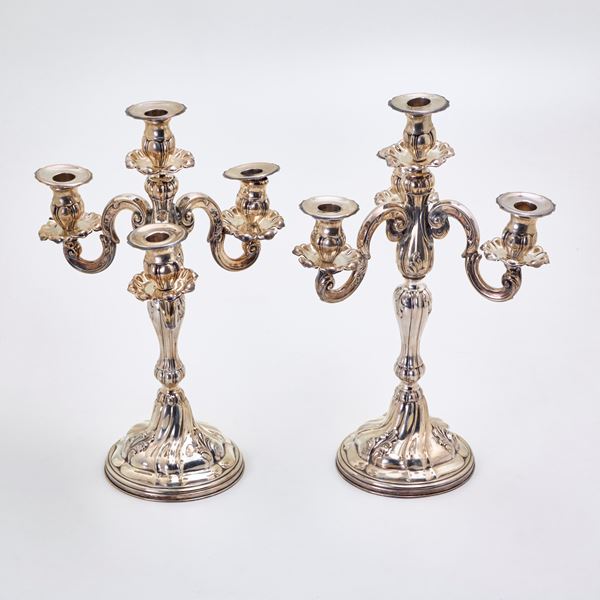 Pair of silver candelabra