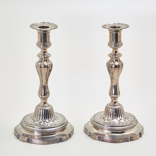 Pair of silver candlesticks