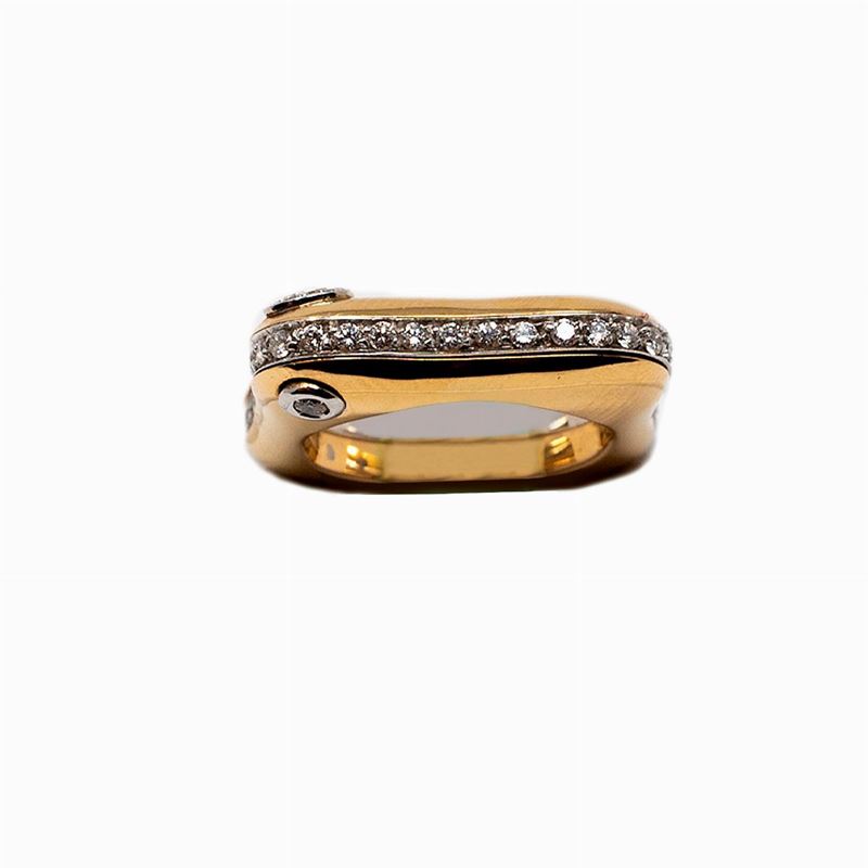 Anello Nouvelle Bague in Oro Bianco e Rosa con Diamanti