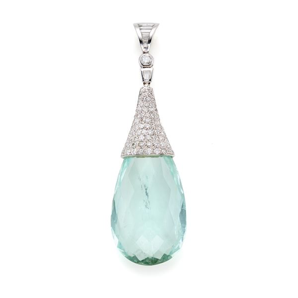 Pendente in oro con acquamarina e diamanti  - Asta GIOIELLI, OROLOGI E LUXURY GOODS - Faraone Casa d'Aste