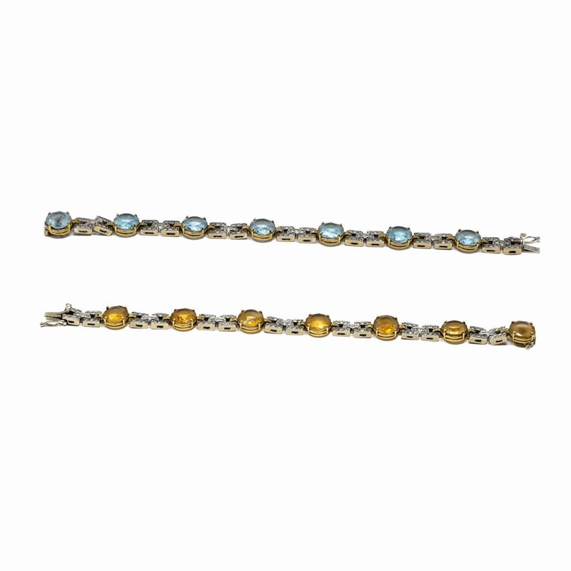 Lotto Composto da Due Bracciali (trasformabili in Collana) con Pietre Preziose