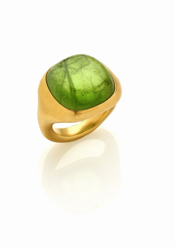 Pomellato - Anello oro e gemma verde firmato Pomellato con scatola originale