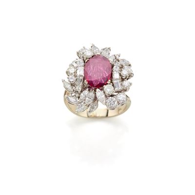 Anello Co Rubino e Diamanti