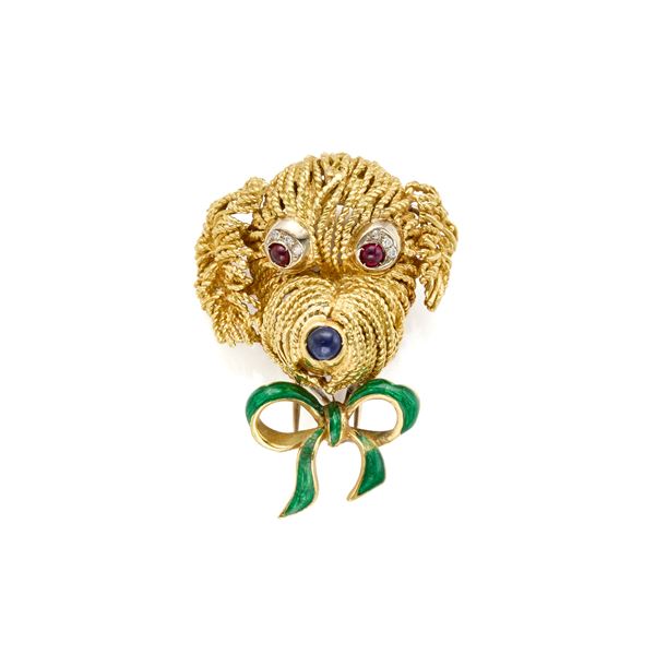 Spilla in oro con smalto  - Asta GIOIELLI, OROLOGI E LUXURY GOODS - Faraone Casa d'Aste