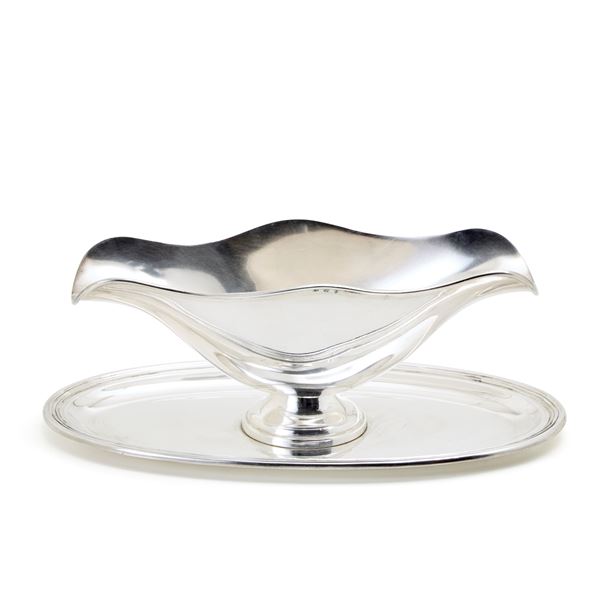 Silver gravy boat signed Codevilla