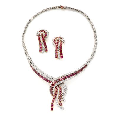 Demi Parure in Oro con Diamanti e Rubini