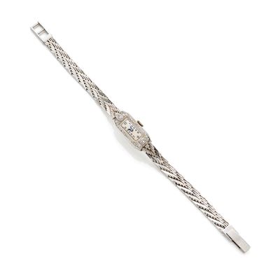 Orologio in platino e diamanti con bracciale in oro bianco 18 Kt