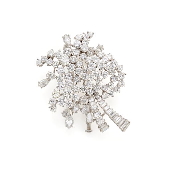 Spilla in platino e diamanti  - Asta GIOIELLI, OROLOGI E LUXURY GOODS - Faraone Casa d'Aste