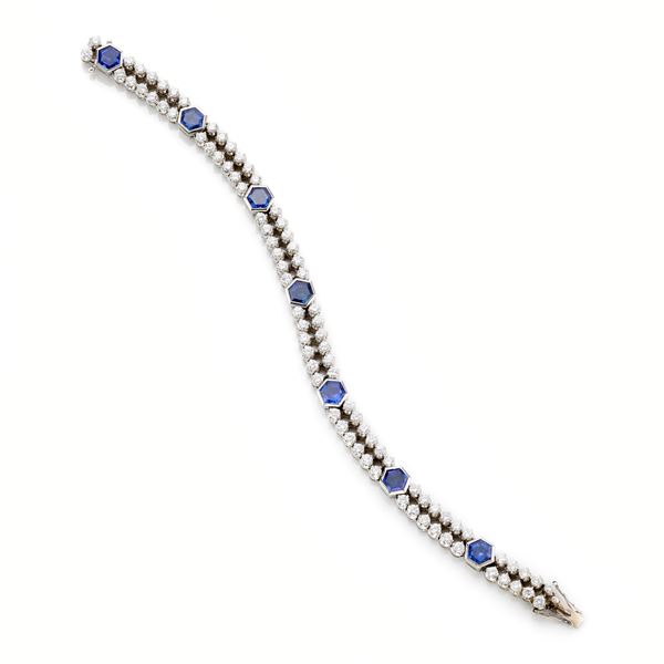 Bracciale in oro, diamanti e zaffiri