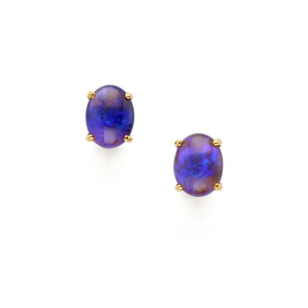 Gold and opal earrings