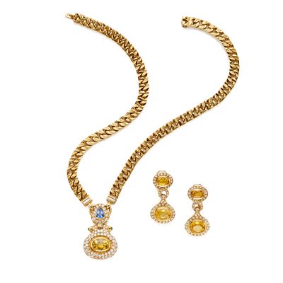 Demi Parure in Oro con Diamanti e Zaffiri