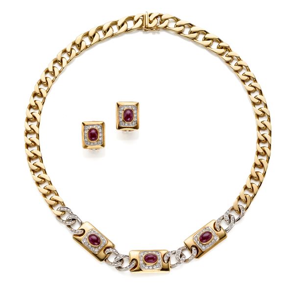 Demi parure Micheletto in oro, diamanti e rubini