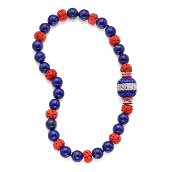 Lapis and coral necklace 