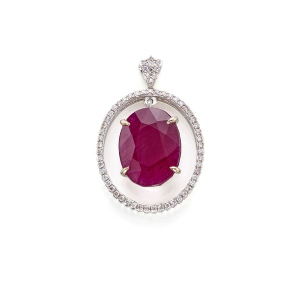 Ruby and diamond pendant
