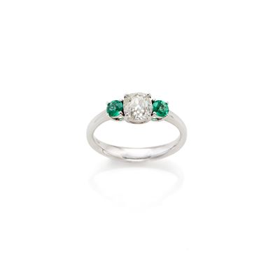 Anello in Oro con Diamante e Smeraldi