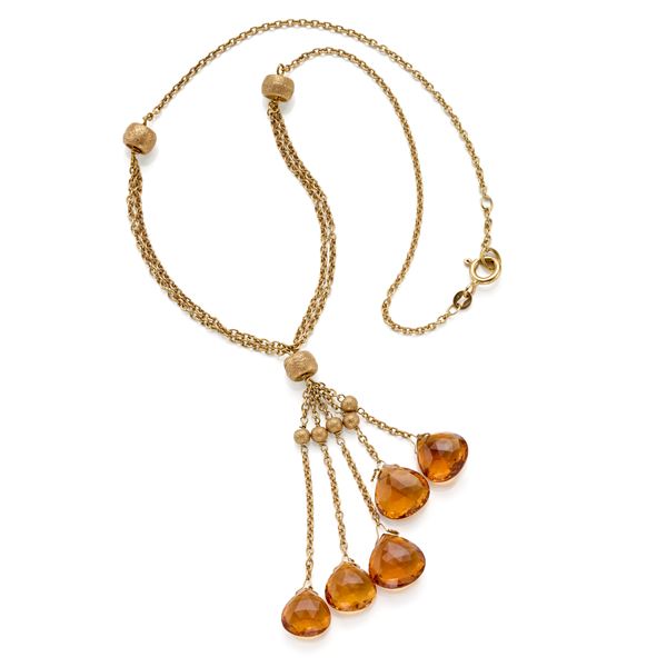 Gold and quartz necklace