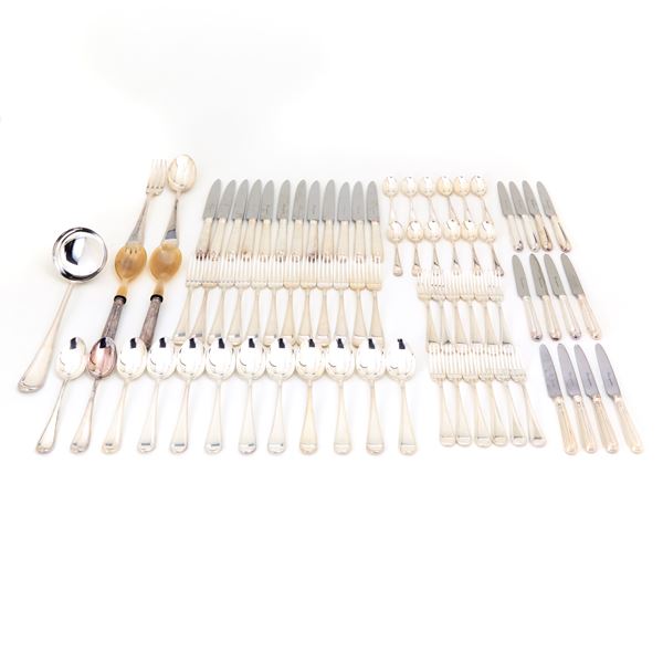 Silver cutlery service signed Ricci 