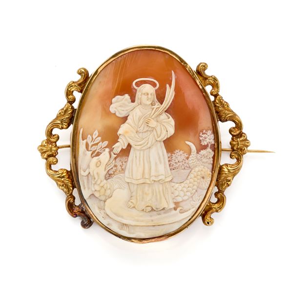 Spilla in oro con cammeo   - Asta GIOIELLI, OROLOGI E LUXURY GOODS - Faraone Casa d'Aste
