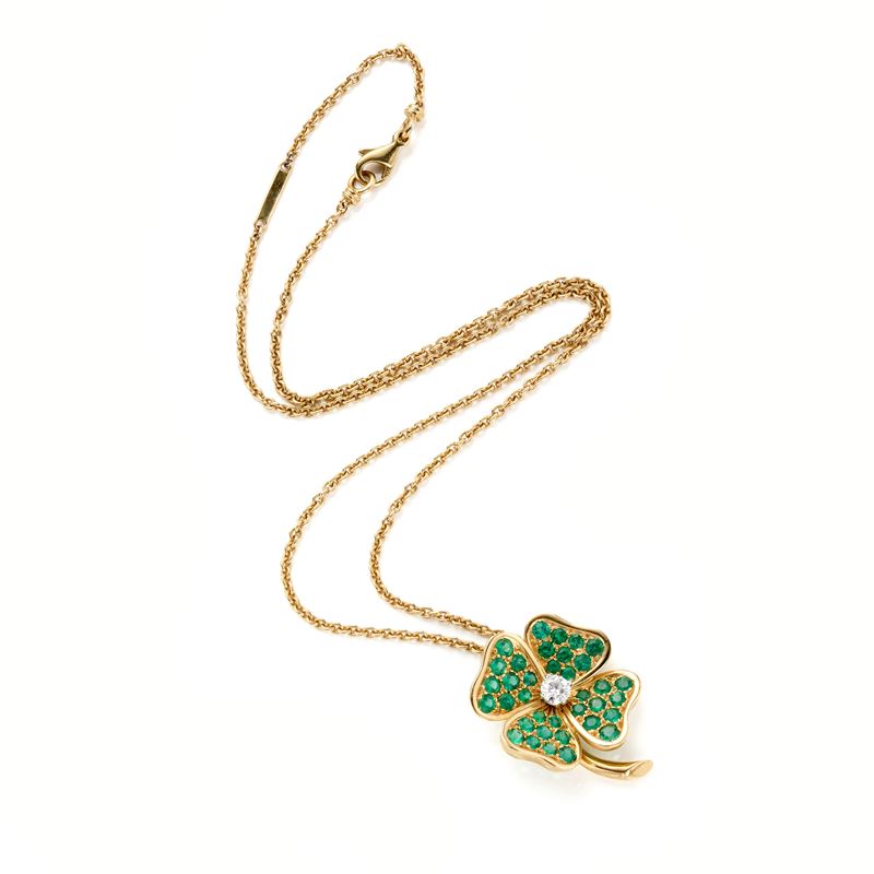 Collana in Oro Diamante e Smeraldi