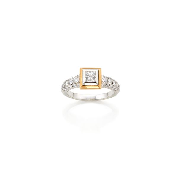 Anello in oro con diamante  - Asta GIOIELLI, OROLOGI E LUXURY GOODS - Faraone Casa d'Aste