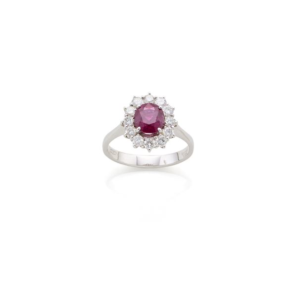 Gold ring with ruby and diamonds