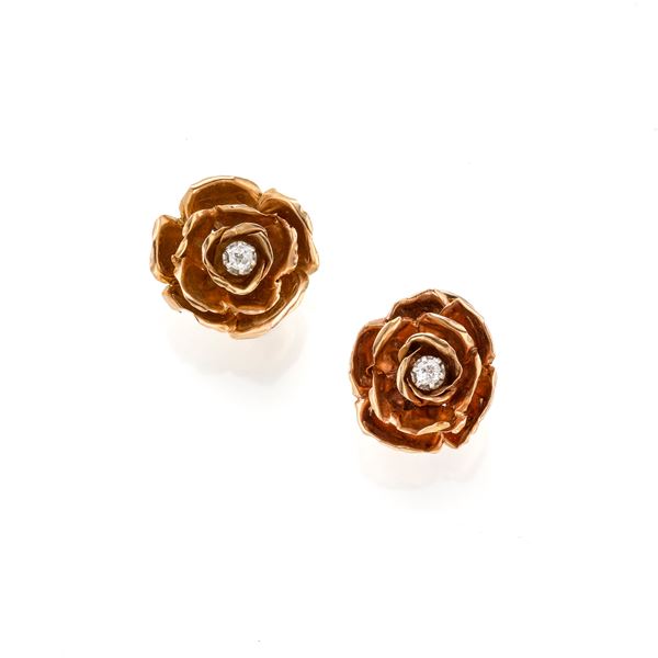 Gold and diamond earrings