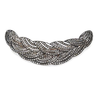 Aigrette Parte di Bandeau a Piuma in Argento con Diamanti