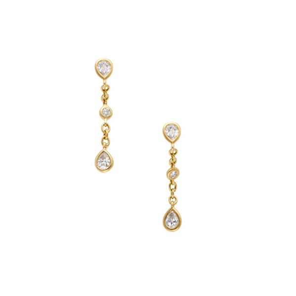 Gold and diamond earrings