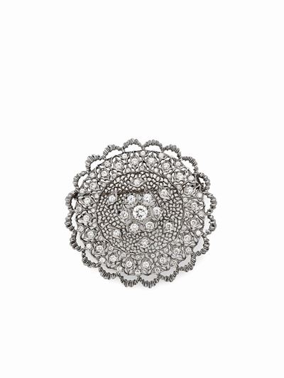 Spilla in Oro Bianco e Diamanti.