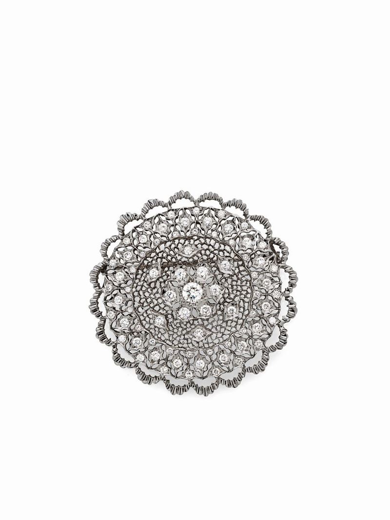 Spilla in Oro Bianco e Diamanti.