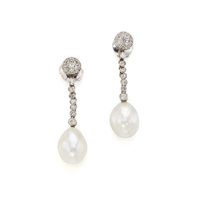 Orecchini in Oro con Perle e Diamanti
