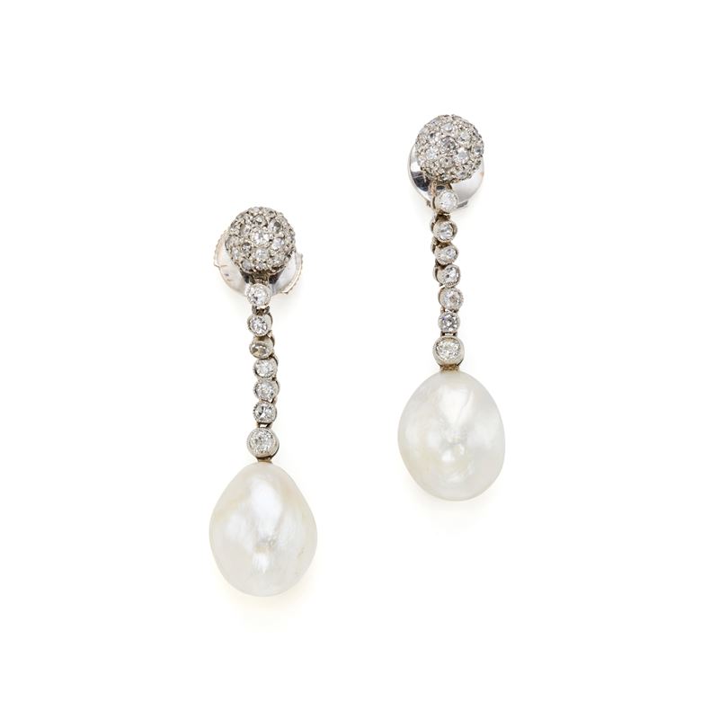 Orecchini in Oro con Perle e Diamanti