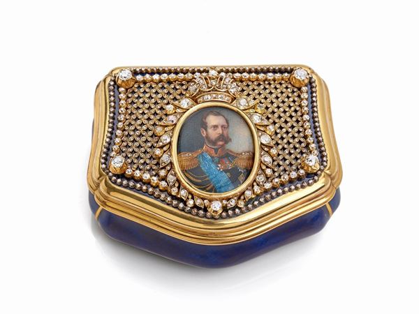 Tabacchiera in oro, smalti e gemme Corte Imperiale Russa