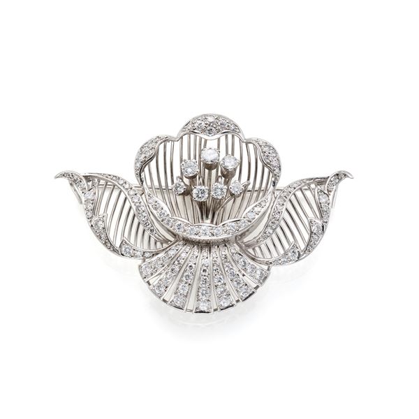 spilla in platino con diamanti  - Asta GIOIELLI, OROLOGI E LUXURY GOODS - Faraone Casa d'Aste