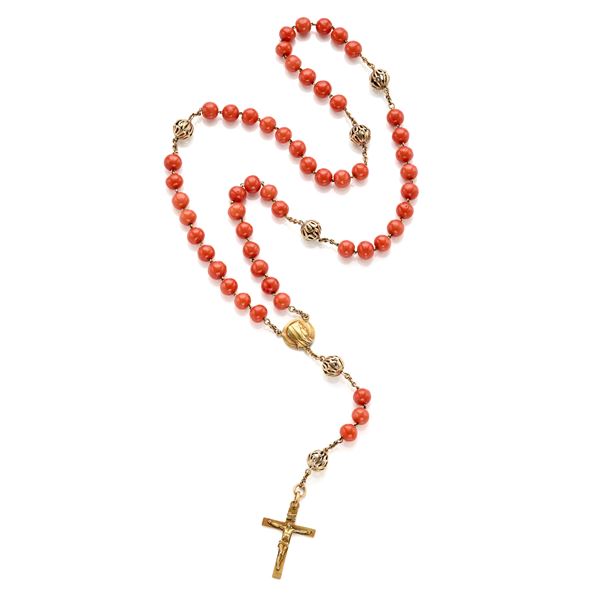 Gold and coral rosary