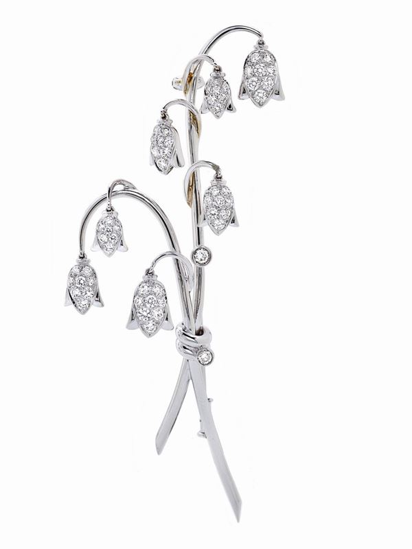 Spilla in oro bianco e diamanti