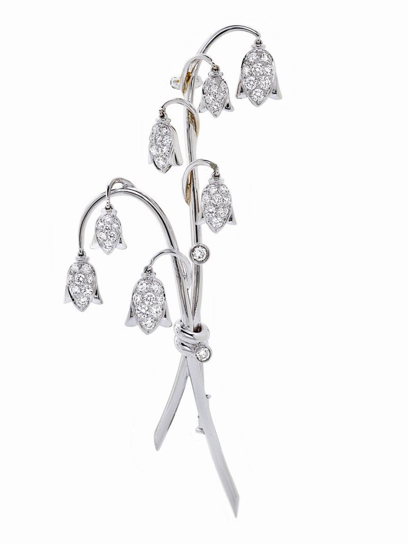 Spilla in Oro Bianco e Diamanti