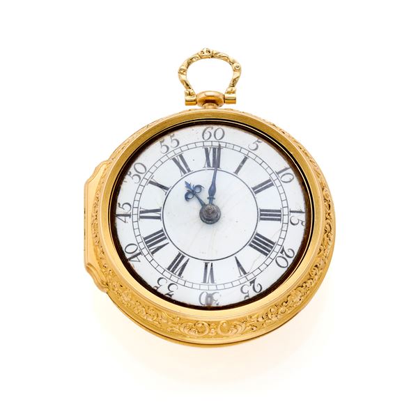 Orologio da tasca 18Kt con incisione in rilievo