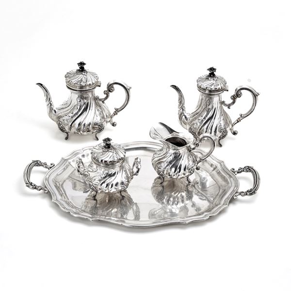 Servizio da tè e caffè in argento  - Asta GIOIELLI, OROLOGI E LUXURY GOODS - Faraone Casa d'Aste