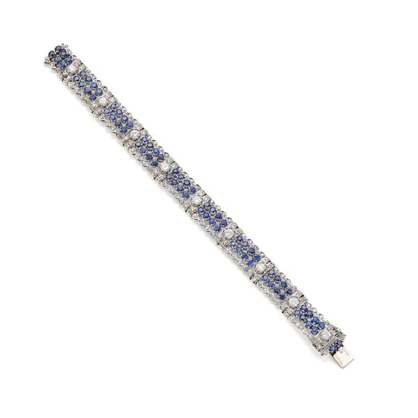 Bracciale in oro con diamanti e zaffiri