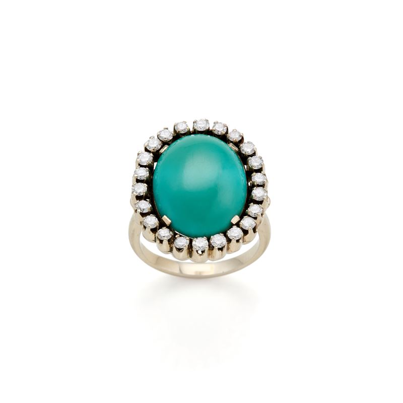 Anello in Oro con Turchese e Diamanti