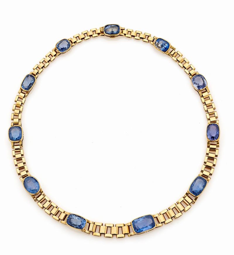 Collana in Oro Giallo e Zaffiri.