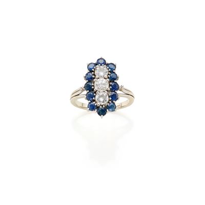 Anello in Oro con Diamanti e Zaffiri