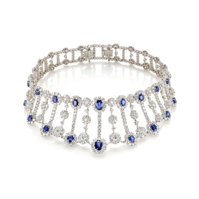 Collier De Chien in Oro, Diamanti e Zaffiri