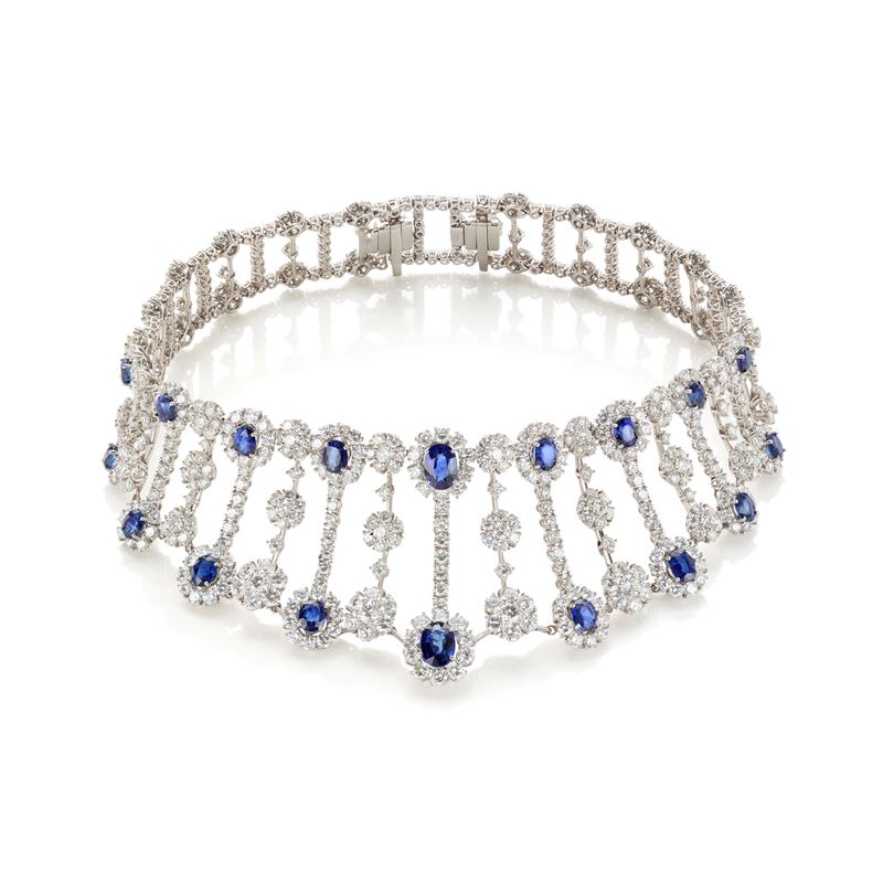 Collier De Chien in Oro, Diamanti e Zaffiri