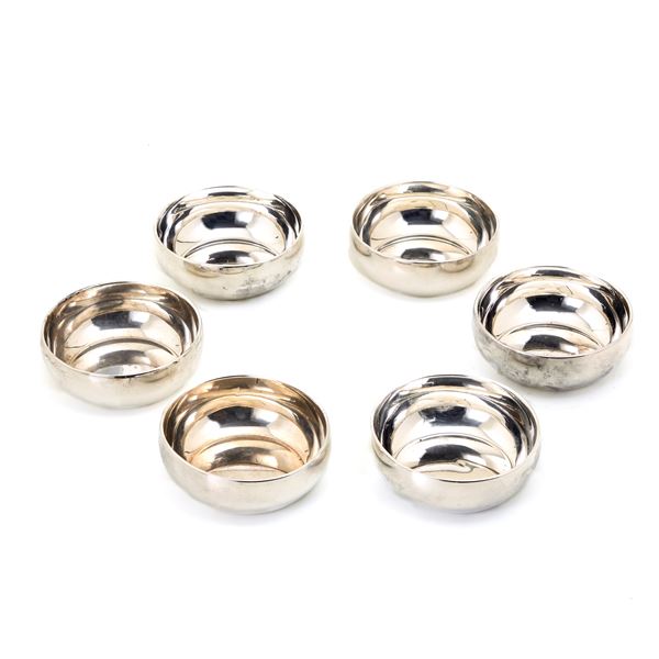 Six silver hand basins