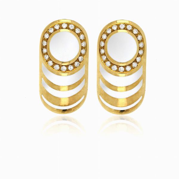 Orecchini in oro giallo, smalti e diamanti  - Auction ASTA A TEMPO / ASTA N. 9 - Faraone Casa d'Aste