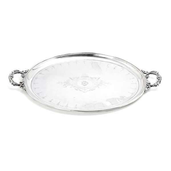 Vassoio biansato in argento  - Asta GIOIELLI, OROLOGI E LUXURY GOODS - Faraone Casa d'Aste