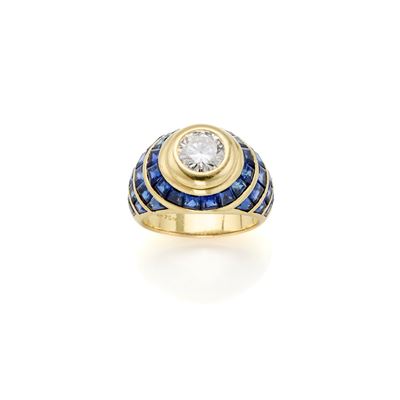 Anello Faraone in Oro con Diamante e Zaffiro
